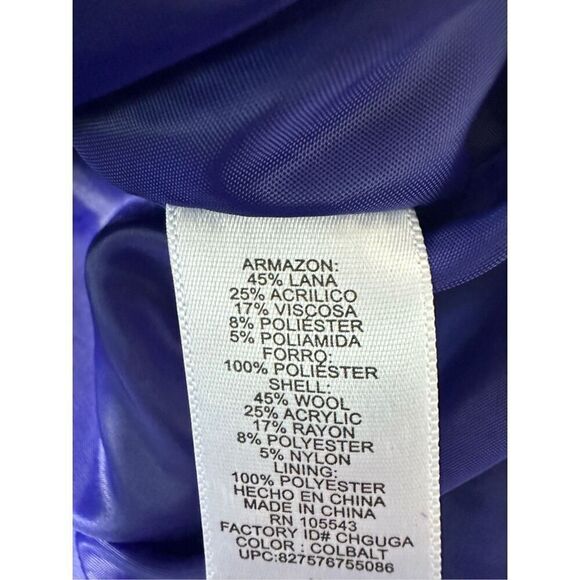 NARCISO RODRIGUEZ $130 Wool-Blend Cocoon Wrap Coat Cobalt Blue Sz M - Picture 8 of 10